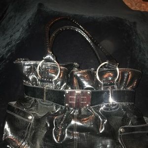 Black Alligator Print Bag